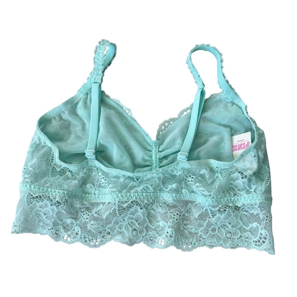 Victoria’s Secret PINK Aqua Lace Bralette Pullover Bra Sz L NWT Y2K 2012 Ruched - Picture 7 of 7